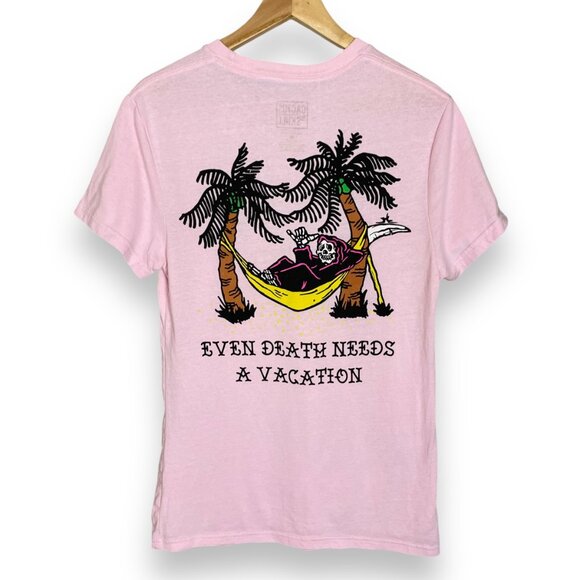 Cactus & Skull Skeleton‎ Shirt Even Death Needs a Vacation Medium Graphic Tee - Picture 1 of 11